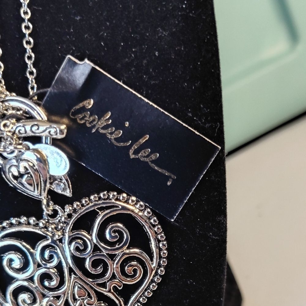 Cookie Lee Silver Heart Pendant Necklace - Picture 2 of 5